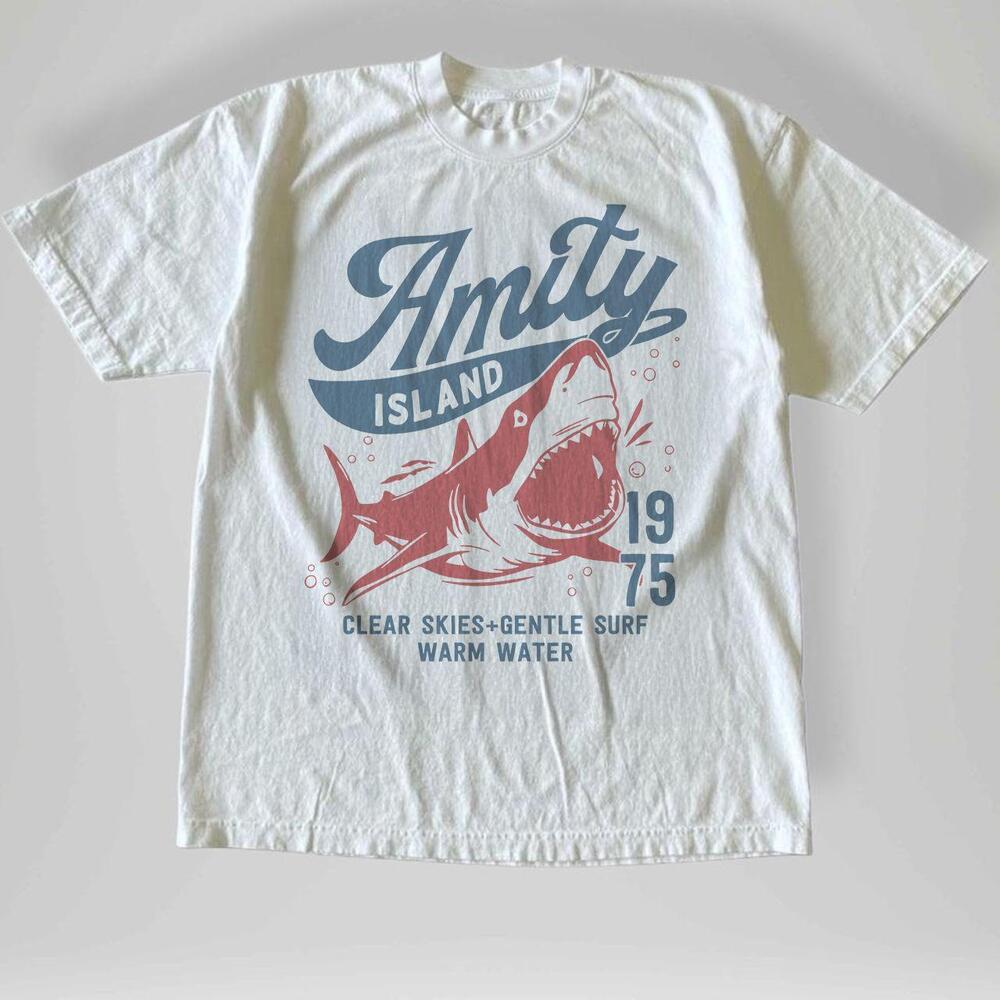 Style Jaws Inspired Amity Island Shark Surf T Shirt